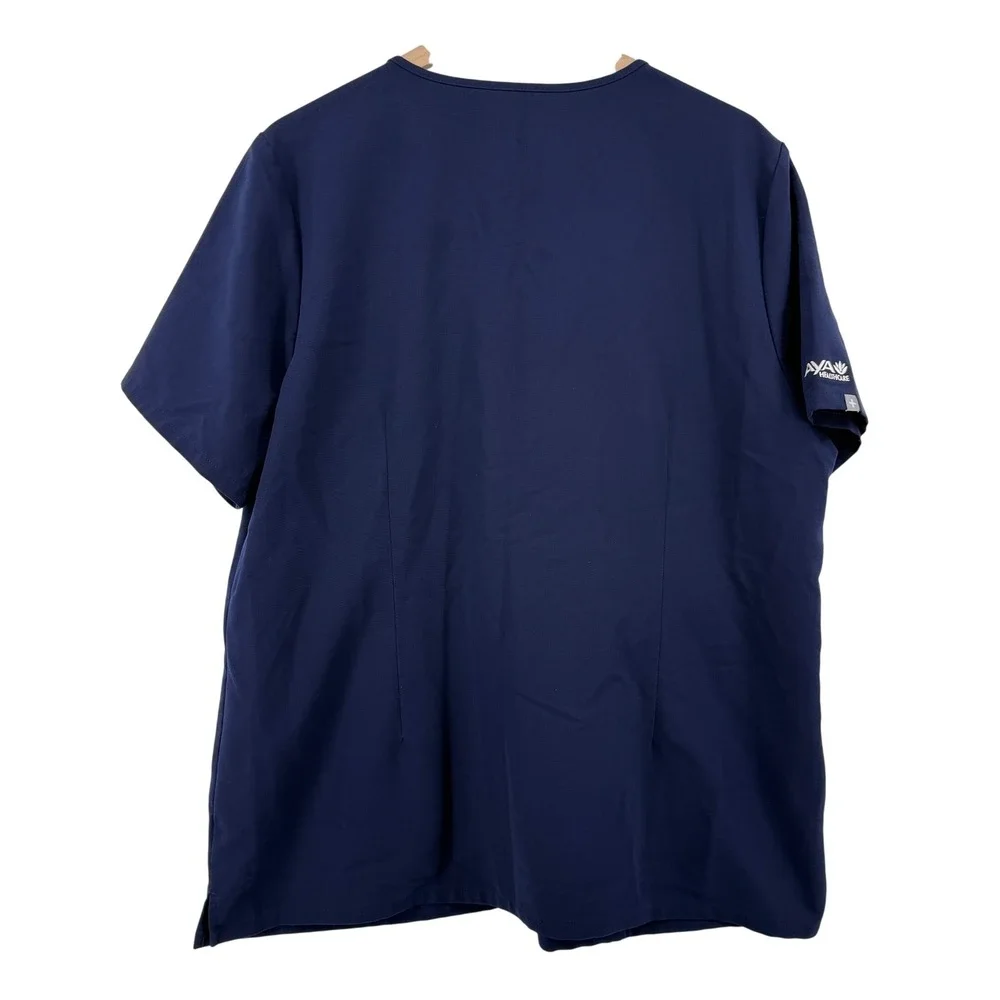 Figs Casma Three-Pocket Scrub Top Navy Blue Women XXL FW1100 PO #1659 Logo Nurse